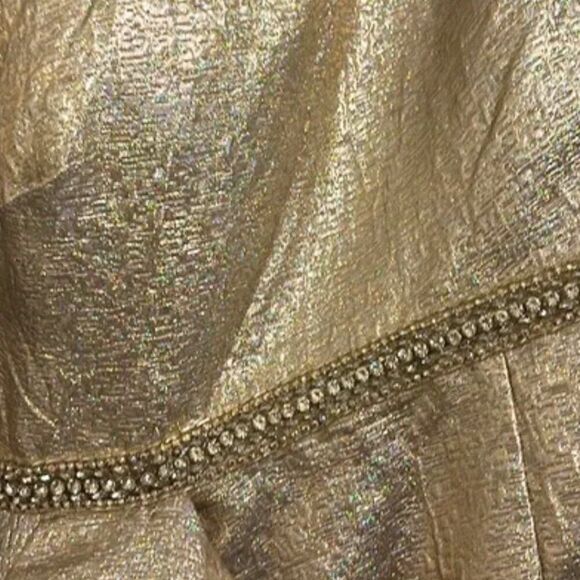 Mac‎ Duggal 66975 Size 10 Gold Silver Oyster Metallic Evening Gown Maxi Dress - Picture 5 of 5